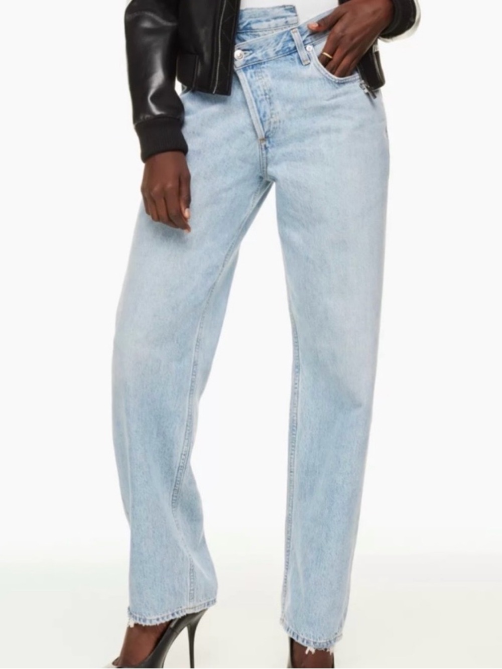 Agolde Light Blue Denim Criss Cross Upsized Jeans